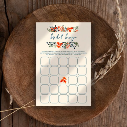 ブルーミングボタニカルブライダルシャワービンゴゲームカード チラシ