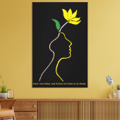 ブルーミングマインド – ミニマルフローラヘッドデザイン キャンバスプリント (インサイチュ (リビング))