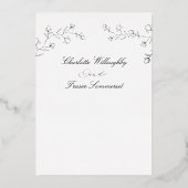 ブルーミングマグノリアブランチ我々は金ゴールド結婚の 箔招待状 (裏面)