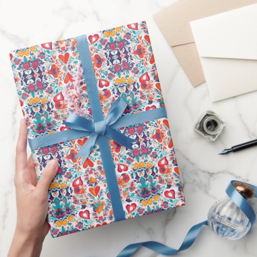 ブルーミングラブ愛情バレンタインラッピング紙 ラッピングペーパー (ギフト)