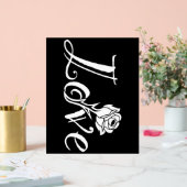 ブルーミングラブ：タイポグラフィとフローラツイスト アクリルサイン (ウェディング)