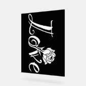 ブルーミングラブ：タイポグラフィとフローラツイスト アクリルサイン (傾斜)