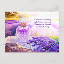 ブルーミングラベンダーフィールドの香水ボトル シーズンポストカード