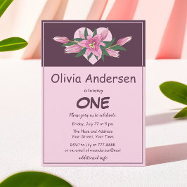 ブルーミングリリーエレガント誕生日招待状 招待状