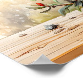 ブルーミングリリーフラワーイラストレーション ポスター (角)