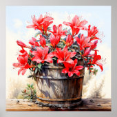 ブルーミングリリーフラワーイラストレーション ポスター (正面)