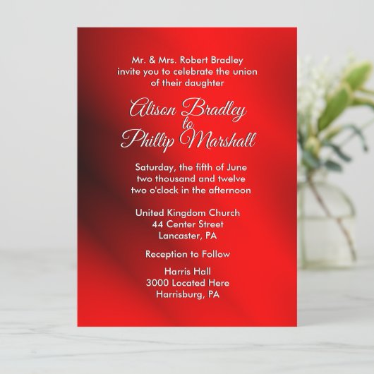 ブルーミングレッドクリスマステーマ結婚式招待状 招待状 (スタンド正面)