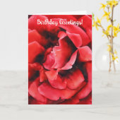 ブルーミングレッドローズ花びらアート誕生日カード カード (黄色い花)