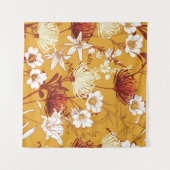 ブルーミングレトロ：未完成のフローララインアート タペストリー (正面(横))