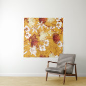 ブルーミングレトロ：未完成のフローララインアート タペストリー (インサイチュ(横))