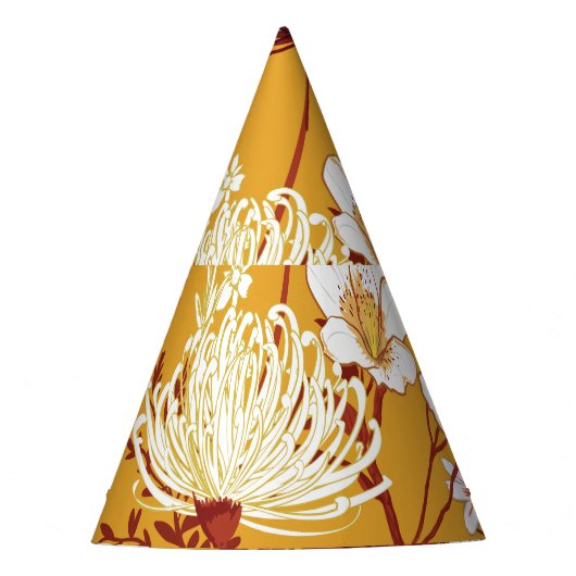 ブルーミングレトロ：未完成のフローララインアート パーティーハット (正面)