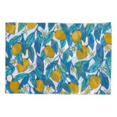 ブルーミングレモン：水彩フローラデザイン。 枕カバー (裏面)