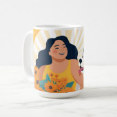 ブルーミング回復力と喜び、女性&レスキュー犬 コーヒーマグカップ (正面左)