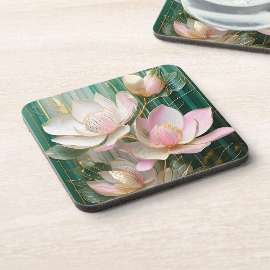 ブルーミング壁日本の紙マグノリアアート コースター (左側)