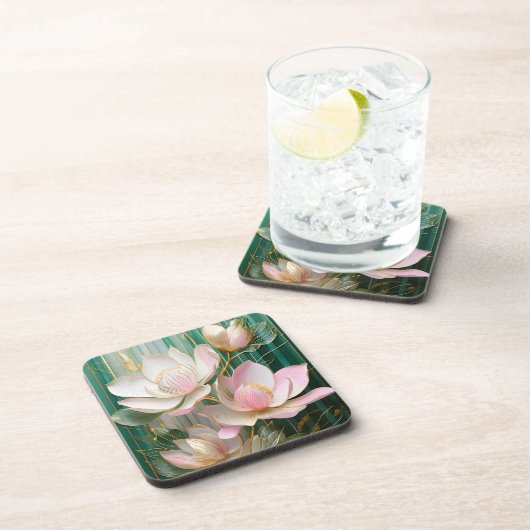 ブルーミング壁日本の紙マグノリアアート コースター (右側)