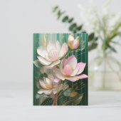 ブルーミング壁日本の紙マグノリアアート ポストカード (スタンド正面)