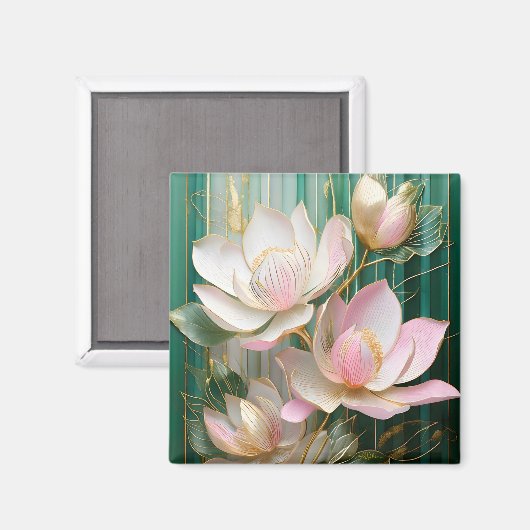 ブルーミング壁日本の紙マグノリアアート マグネット (正面/裏面)