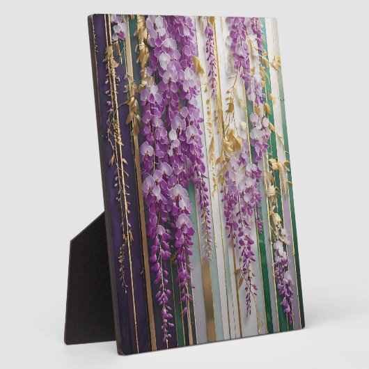 ブルーミング壁紙バイオレット金ゴールド藤 フォトプラーク (側面)