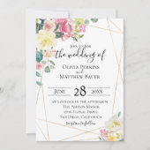 ブルーミング幾何結婚式招待状 招待状 (正面)