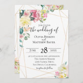 ブルーミング幾何結婚式招待状 招待状 (正面/裏面)