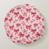 ブルーミング弓 – フローラとリボンパターン ラウンドクッション (裏面)