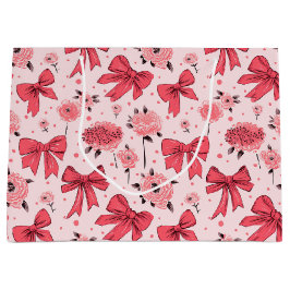 ブルーミング弓 – フローラとリボンパターン ラージペーパーバッグ