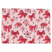 ブルーミング弓 – フローラとリボンパターン ラージペーパーバッグ (裏面)