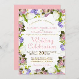 ブルーミング春パステルフローラフレ結婚ーム 招待状