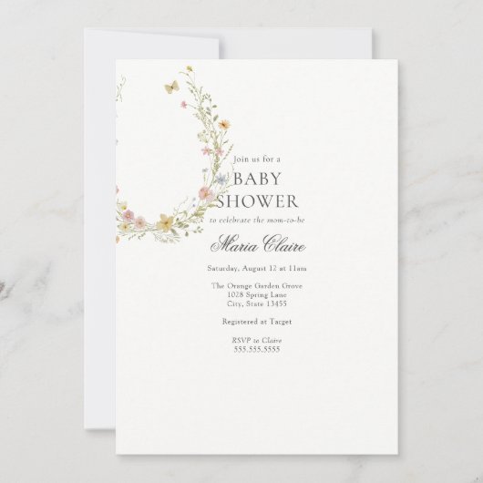 ブルーミング春フローラベビーシャワー 招待状 (正面)