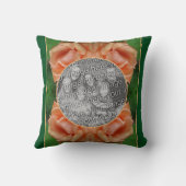 ブルーミング桃のバラフレーム自分の写真を作成 クッション (裏面)