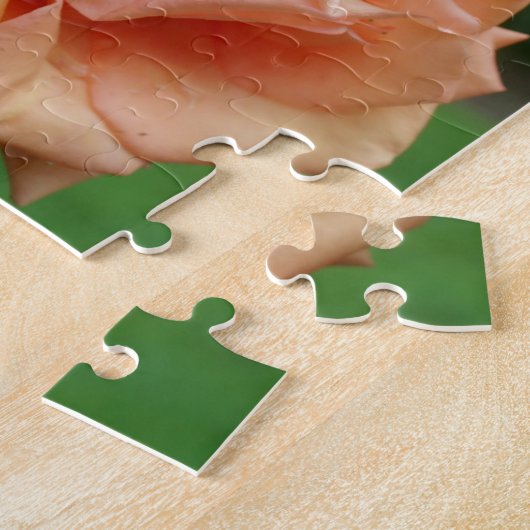 ブルーミング桃のバラフレーム自分の写真を作成 ジグソーパズル (側面)