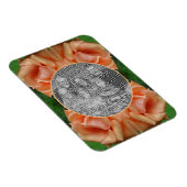 ブルーミング桃のバラフレーム自分の写真を作成 マグネット (右側)