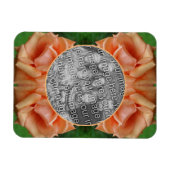 ブルーミング桃のバラフレーム自分の写真を作成 マグネット (横)