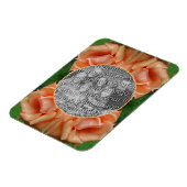 ブルーミング桃のバラフレーム自分の写真を作成 マグネット (左側)