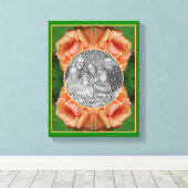 ブルーミング桃バラ自分の写真を作成 キャンバスプリント (インサイチュ (ウッドフロア))