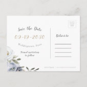 ブルーミング植物性の埃っぽい青色のフローラは日付を保存 案内ポストカード (裏面)