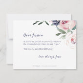 ブルーミング植物性ピンクあなたは私の花嫁のメイドになる 招待状 (裏面)