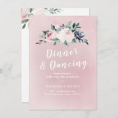 ブルーミング植物性赤面フローラ結婚式 招待状 (正面/裏面)
