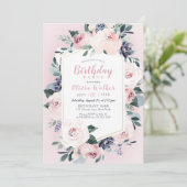 ブルーミング植物性赤面フローラ誕生日パーティー 招待状 (スタンド正面)