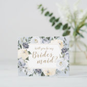 ブルーミング植物灰色あなたは私の花嫁のメイド 招待状 (スタンド正面)