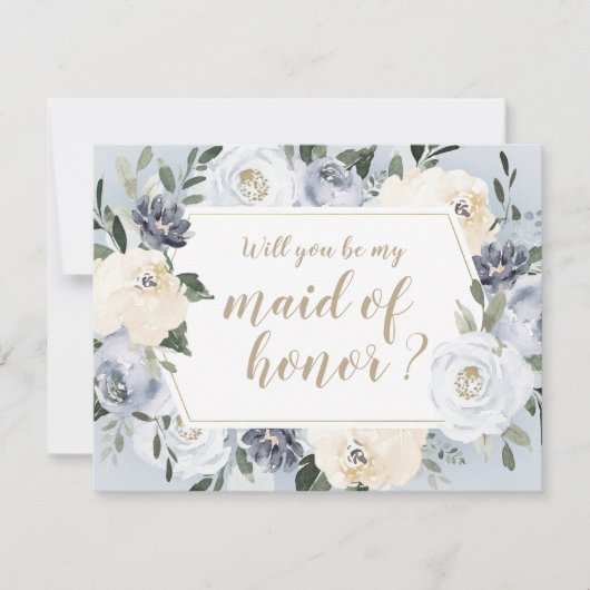 ブルーミング植物私のメイド・オブ・オーナー（花嫁付き添い人） 招待状 (正面)