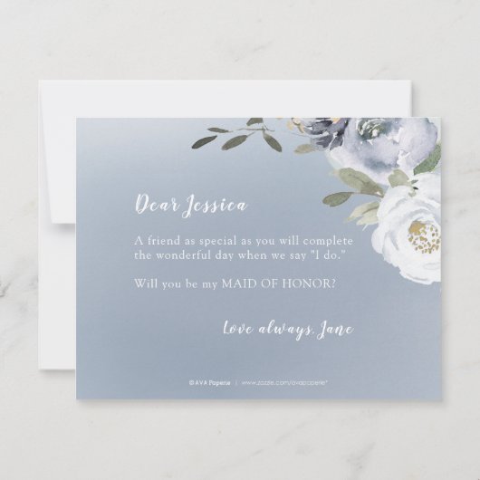 ブルーミング植物私のメイド・オブ・オーナー（花嫁付き添い人） 招待状 (裏面)