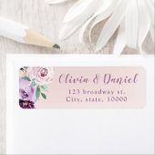 ブルーミング植物紫色のフローラ差出人住所 ラベル (インサイチュ)