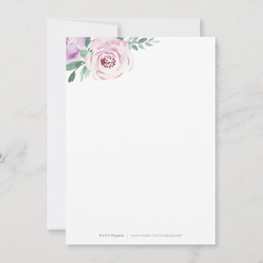 ブルーミング植物紫色のフローラ披露宴 招待状 (裏面)