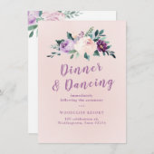 ブルーミング植物紫色のフローラ披露宴 招待状 (正面/裏面)