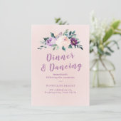 ブルーミング植物紫色のフローラ披露宴 招待状 (スタンド正面)