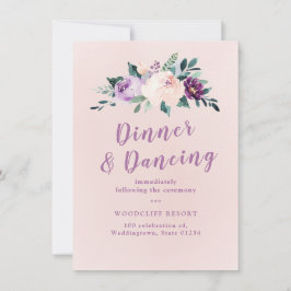 ブルーミング植物紫色のフローラ披露宴 招待状