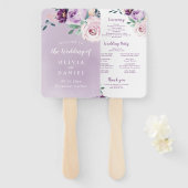 ブルーミング植物紫色のフローラ結婚式プログラム ハンドファン (正面&裏面)