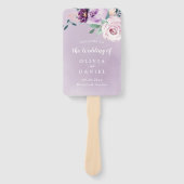 ブルーミング植物紫色のフローラ結婚式プログラム ハンドファン (正面)