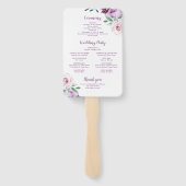 ブルーミング植物紫色のフローラ結婚式プログラム ハンドファン (裏面)